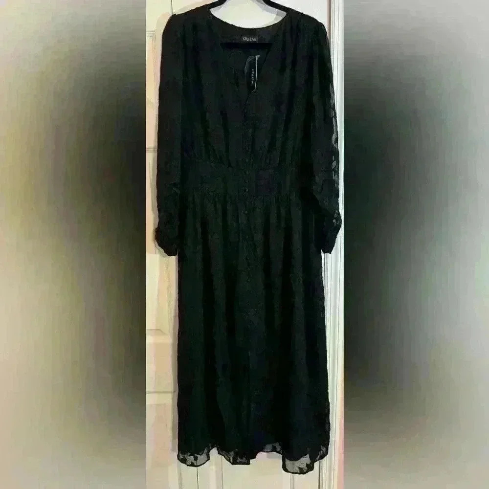 City Chic Black Lace Maxi Dress - Picture 3 of 6